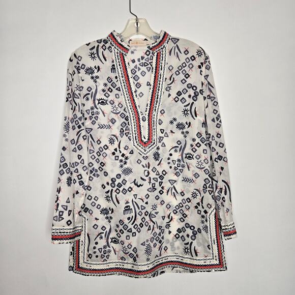 Tory Burch Evil Eye Printed Tunic Embellished Lightweight Symbols Women 4 - Picture 9 of 12